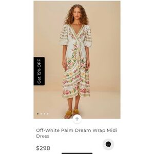 FARM Rio White Floral Wrap Midi Dress